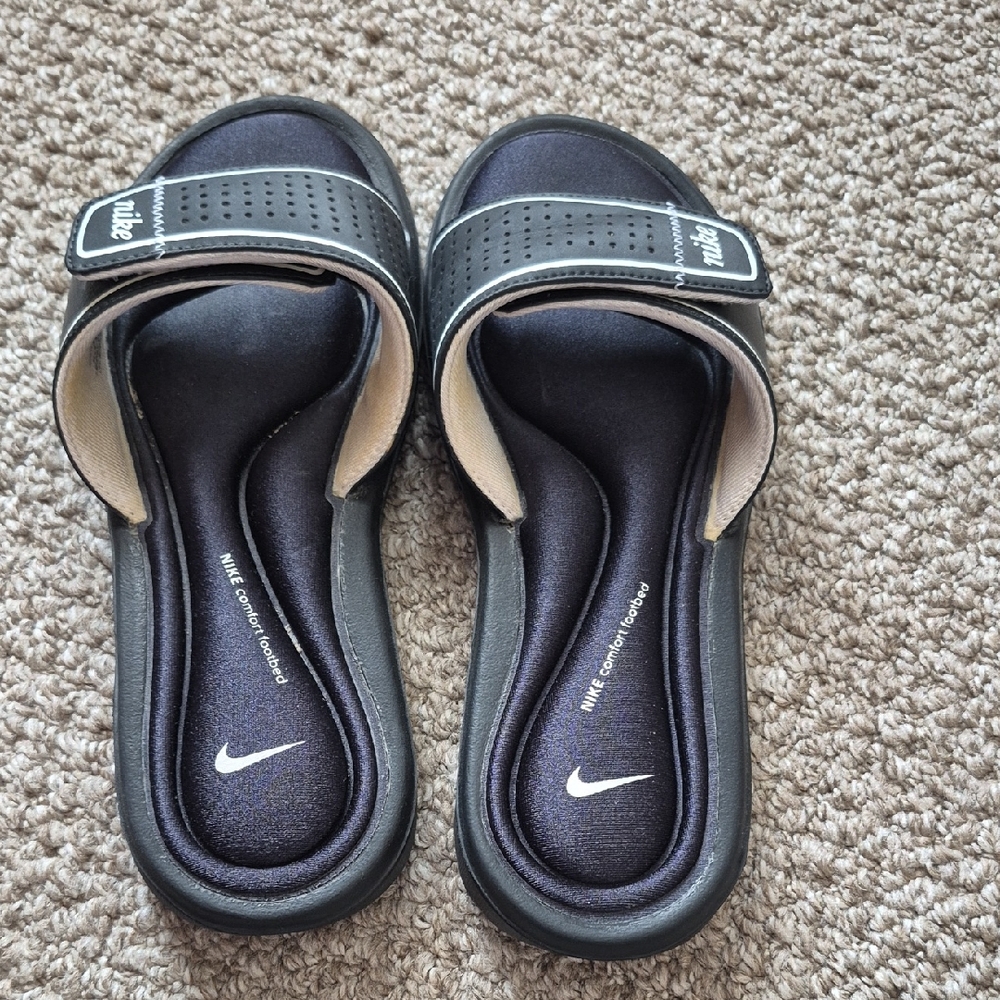 Nike Black and White Slide Sandals